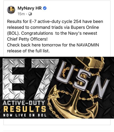 Navy chief board results fy23 - This means that officers selected in this year's boards will be promoted in FY-24 beginning 01 OCT 2023. The board ID number is #329. The board results have been released, ALNAV 075/23. As information pertinent to this year's board becomes available, the corresponding link below will be updated. The board …